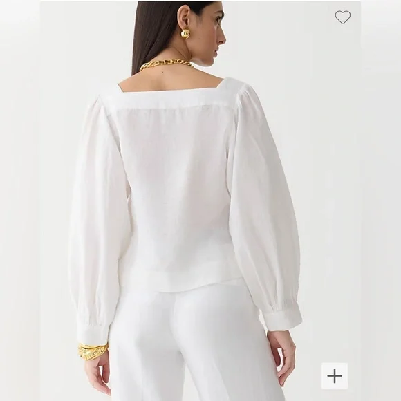 J.CREW Size XXL Squareneck Button-Up top 100% Linen White - Picture 3 of 16